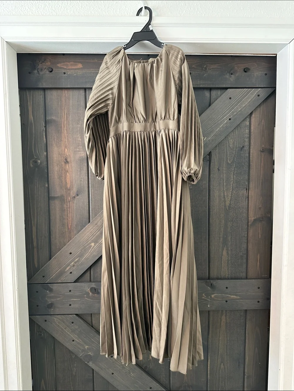 Dainty Jewells Taupe Pleated Maxi Dress